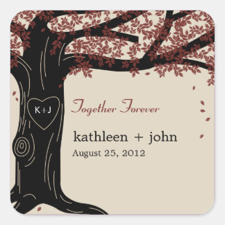 Carré Sticker Favor de mariage en chêne