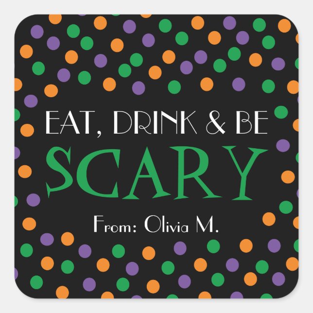 Carré Sticker Favour Halloween ou Treat (Devant)