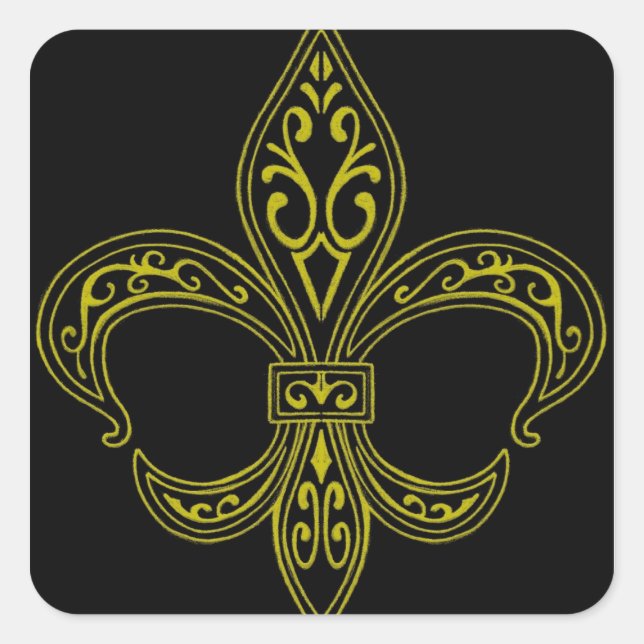 Carré Sticker Fleur De Lis Noir et Or (Devant)