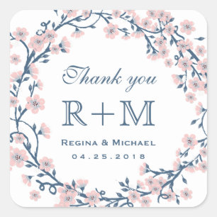 Carré Sticker Fleur Mariage Fleur Cerisier Rose