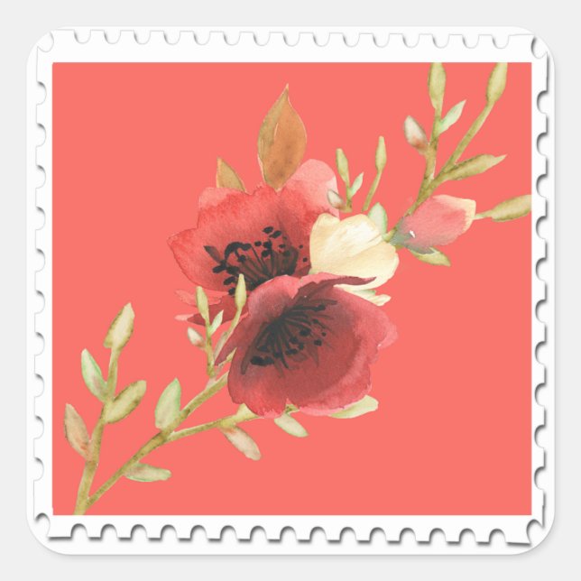 Carré Sticker floral aquarelle (Devant)