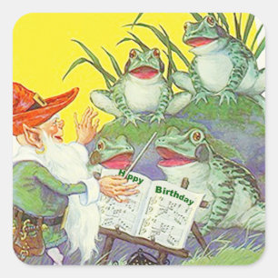 Carré Sticker Frogs chanter Elf Directions Anniversaire 