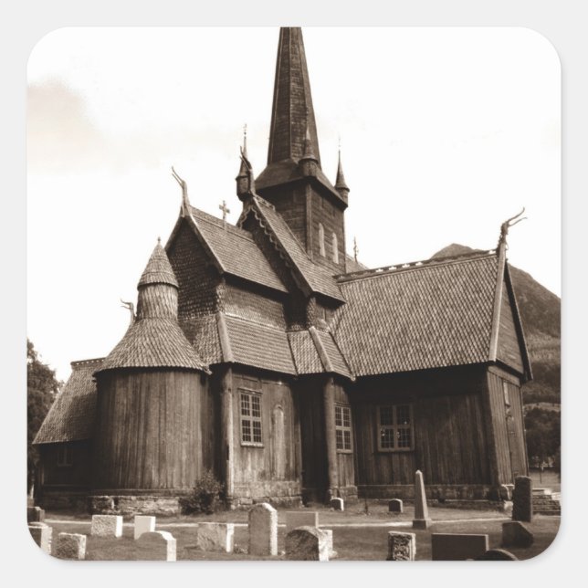 Carré Sticker Généalogie Église gothique Grave Yard Pier (Devant)