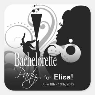 Carré Sticker Glam Cocktail Lady   noir blanc GRAND