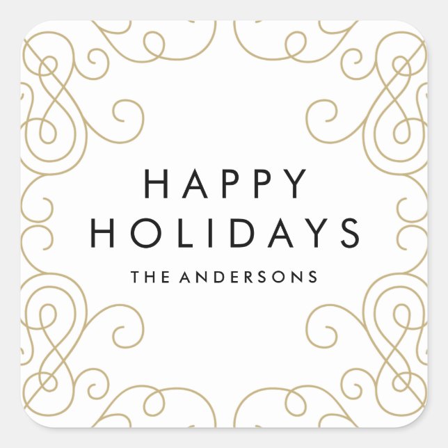 Carré Sticker Gold Scroll Holiday (Devant)