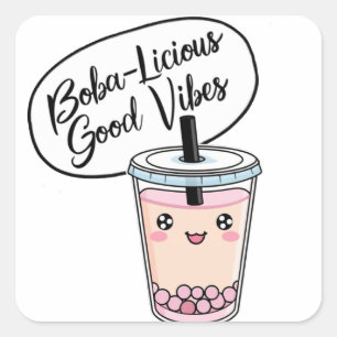 Carré Sticker Good Vibes de Boba