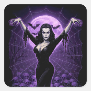 Carré Sticker gothique Queen of the Web Vampire - violet
