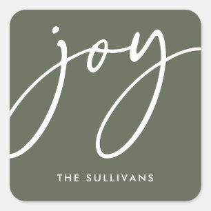Carré Sticker Green Minimalist Joy Holiday