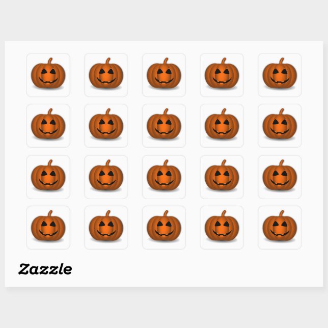 Carré Sticker Halloween Jack o' Lantern (Feuille)