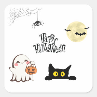 Carré Sticker Halloween mignon et Éffrayant
