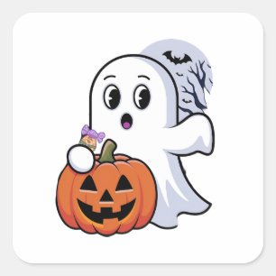 Carré Sticker Halloween White Ghost : Nouveau mode Éffra