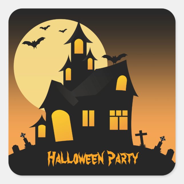 Carré Sticker Haunted House Halloween Party (Devant)