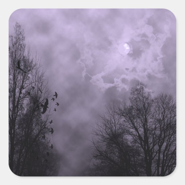 Carré Sticker Haunted Sky Purple Mist Halloween (Devant)