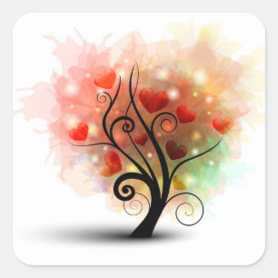 Carré Sticker Heart Tree