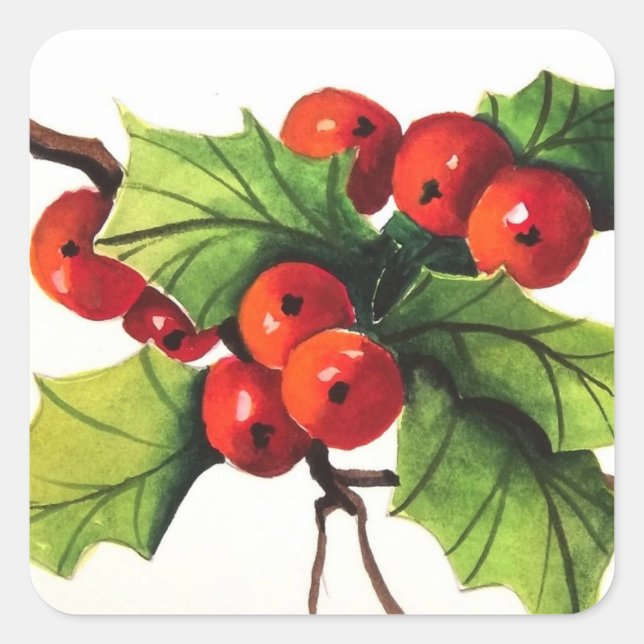 Carré Sticker Holly Berry Branch (Devant)