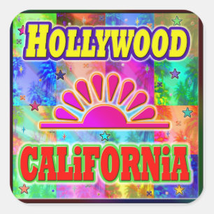 Carré Sticker Hollywood Sun & Palms