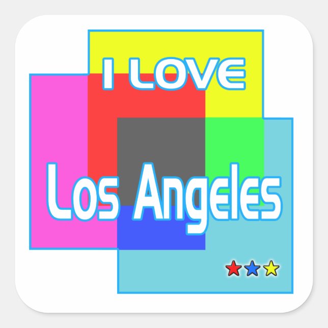 Carré Sticker "I LOVE Los Angeles Coloring 2" (Devant)