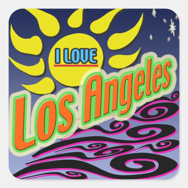 Carré Sticker "I LOVE Los Angles : Night Sunshine" (Devant)