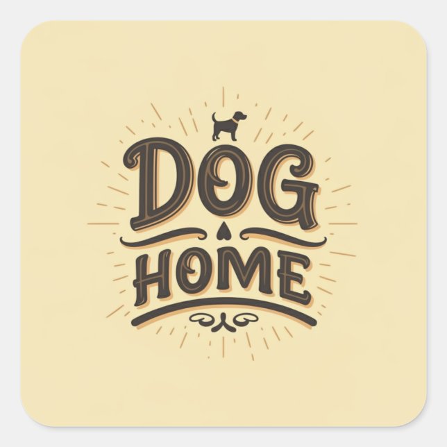 Carré Sticker Icon Dog Home avec Chien (Devant)