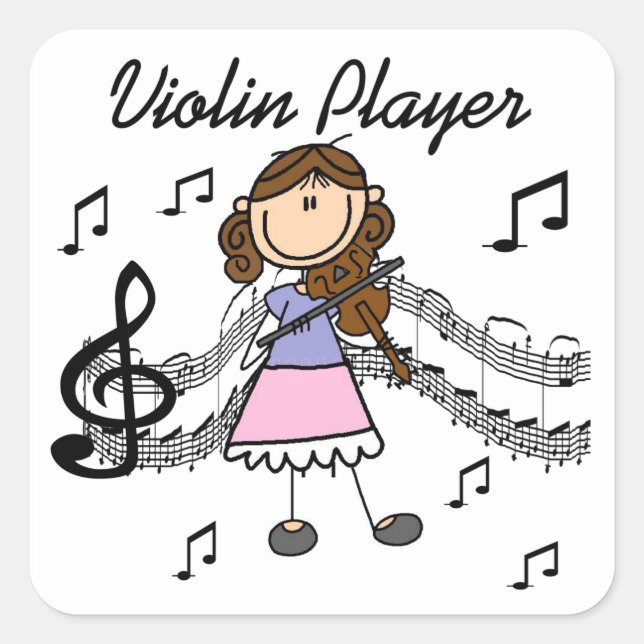 Carré Sticker Joueur Violon de la Figure Stick (Devant)