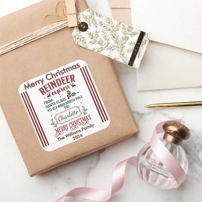 Carré Sticker joyeux Noël (Cadeaux)