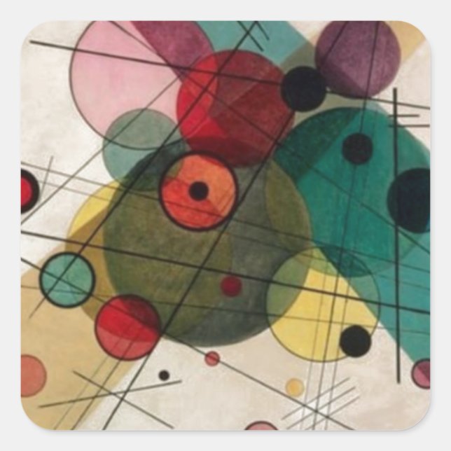 Carré Sticker Kandinsky Cercles Abstraits (Devant)