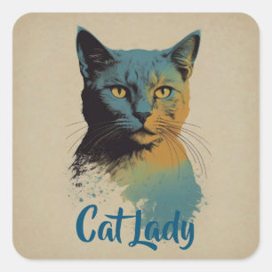 Carré Sticker Lady Cat