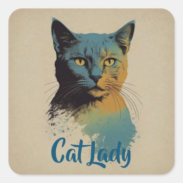 Carré Sticker Lady Cat (Devant)