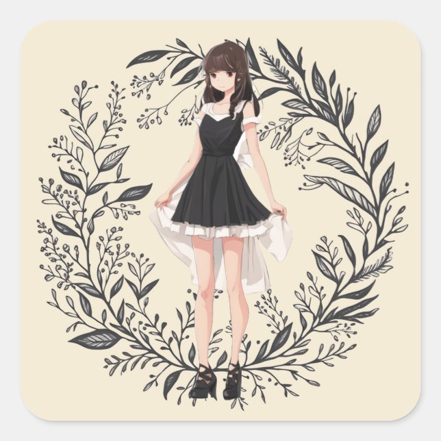 Carré Sticker LBD vintage - Expression artistique (Devant)