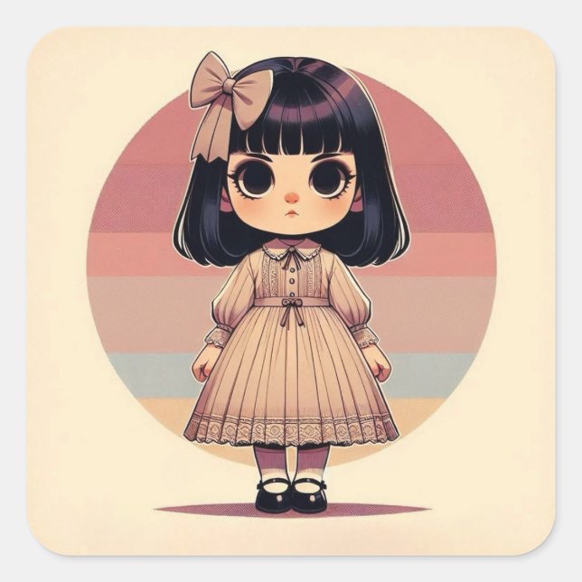 Carré Sticker “Léonie - La Petite Muse Rétro (Devant)