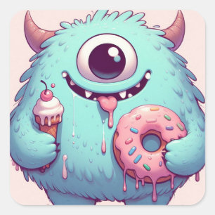 Carré Sticker “Le p’tit monstre amateur de donuts“