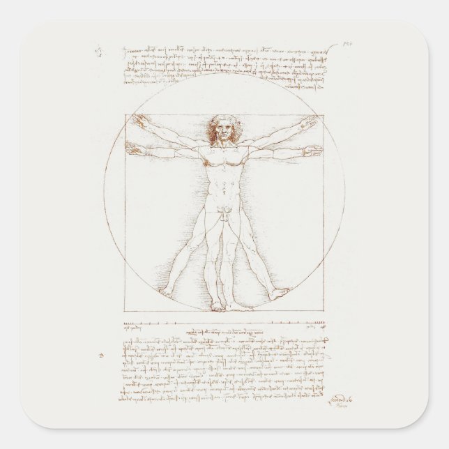 CARRÉ STICKER : LEONARDO DA VINCI : VITRUVIAN MAN (Devant)