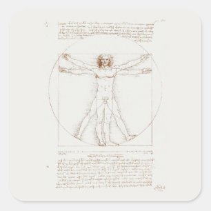 CARRÉ STICKER : LEONARDO DA VINCI : VITRUVIAN MAN