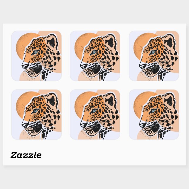 Carré Sticker Leopard - Sticker esthétique Big Cat (Feuille)