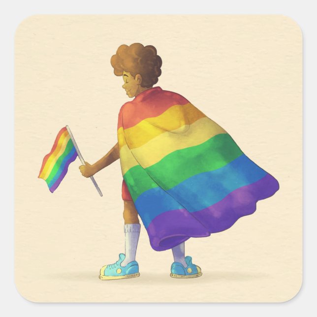 Carré Sticker LGBT Rainbow Boy (Devant)