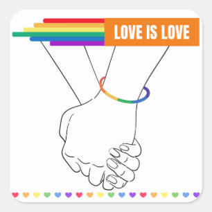 Carré Sticker LGBTQ+, L'amour est Sticker d'amour, Fiert