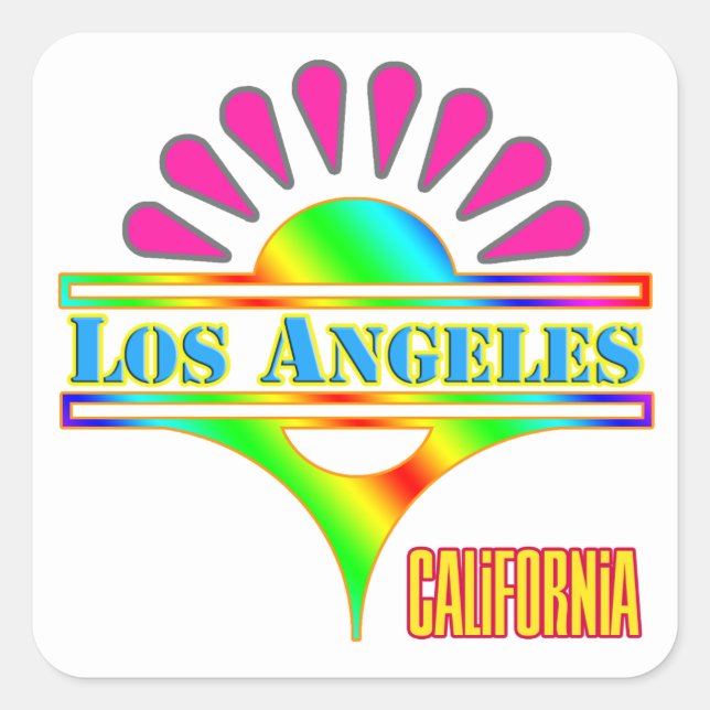 Carré Sticker "Los Angeles Colorful 1" (Devant)