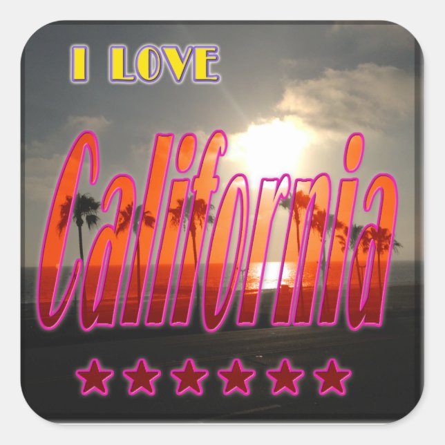 Carré Sticker "Lovely California 3" (Devant)