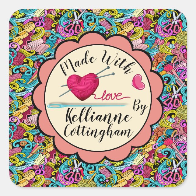 Carré Sticker Made with Love (Devant)