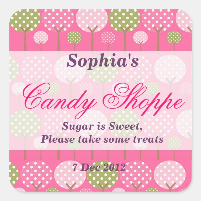 Carré Sticker magasin de bonbons d'arbre de Whimsical (Devant)