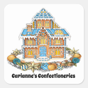Carré Sticker Maison en pain d'épice de Noël
