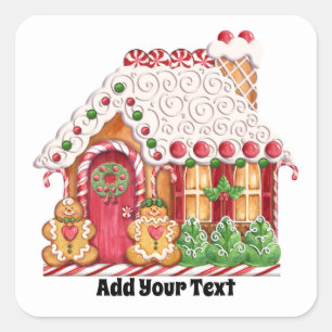 Carré Sticker Maison en pain d'épice de Noël