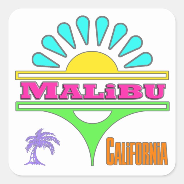 Carré Sticker "Malibu Colorful 1" (Devant)