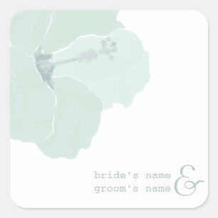 Carré Sticker Mariage Aqua Hibiscus