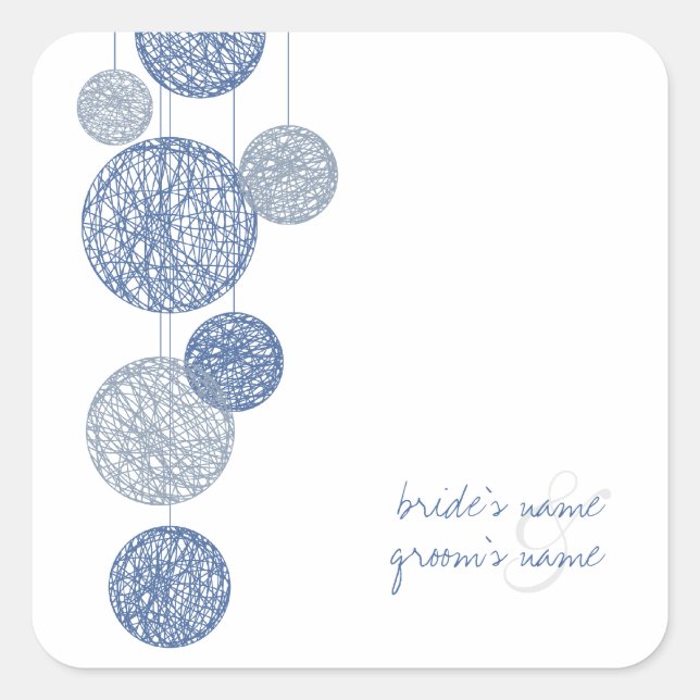 Carré Sticker Mariage Blue Twine Globes (Devant)