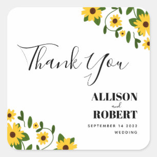 Carré Sticker Mariage Boho Sunflower