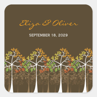 Carré Sticker Mariage de automne rustique pour bois d'au