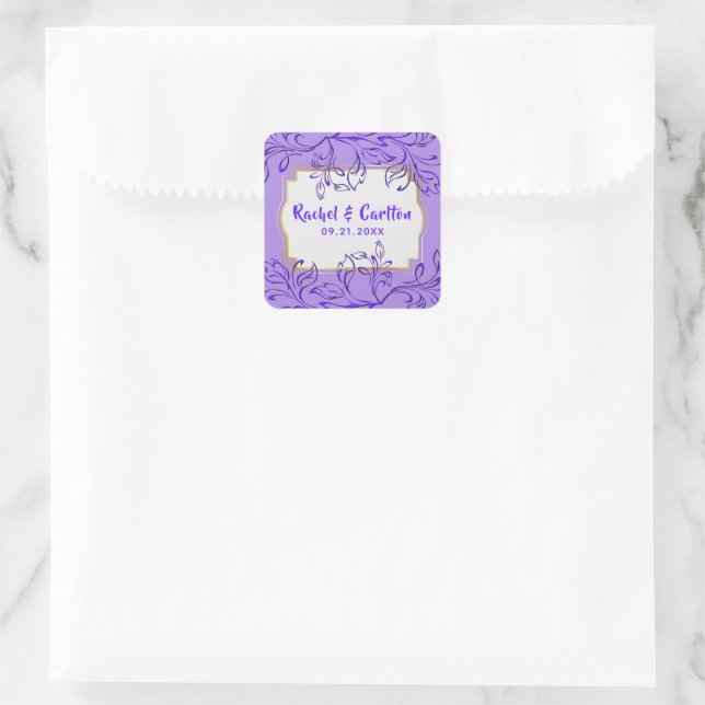 Carré Sticker Mariage de la branche de curling (Sac)