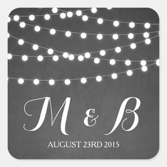 Carré Sticker Mariage de tableau de bord blanc Fairy Lig (Devant)