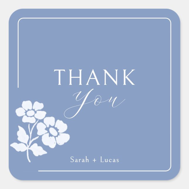 Carré Sticker mariage en Merci floral (Devant)